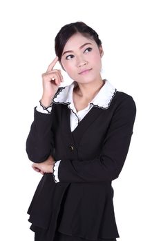 business woman confident smile standing isolated on white 