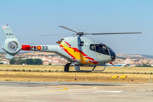 GRANADA, SPAIN-MAY 18: Helicopters of the Patrulla Aspa taking part in a exhibition on the X Aniversary of the Patrulla Aspa of the airbase of Armilla on May 18, 2014, in Granada, Spain