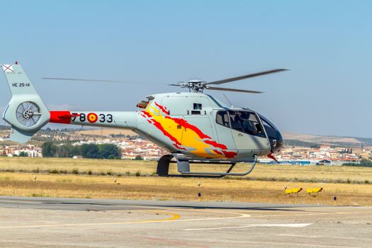 GRANADA, SPAIN-MAY 18: Helicopters of the Patrulla Aspa taking part in a exhibition on the X Aniversary of the Patrulla Aspa of the airbase of Armilla on May 18, 2014, in Granada, Spain