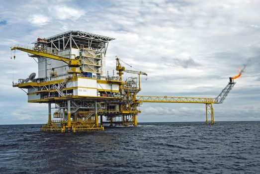 An offshore production platform in a Gulf of Thailand