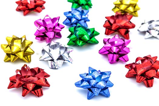 Lots of bows on a white background