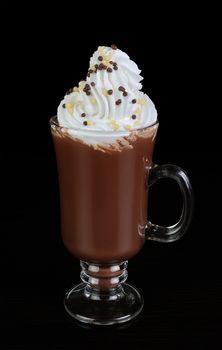 Cocktail glass of chocolate with whipped cream