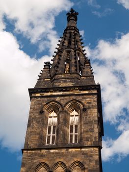 One of two towers of Basilica in Vysehrad (Prague, Czech Republic)