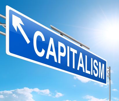 Illustration depicting a sign with a capitalism concept.
