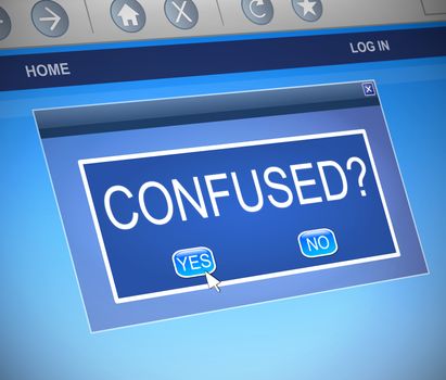 Illustration depicting a computer dialogue box with a confused concept.