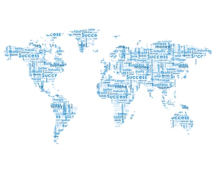 World map with business words. Isolateed on white background