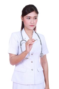 nurse with syringe isolated on white background