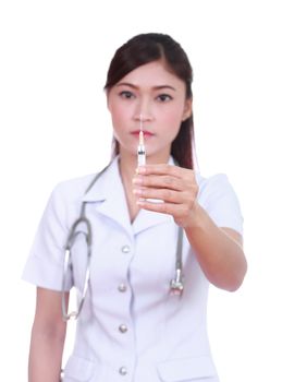 nurse with syringe isolated on white background