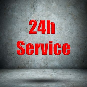 Service 24H Icon on concrete wall