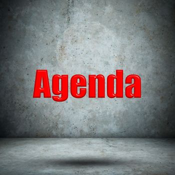 Agenda on concrete wall