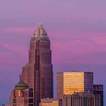 Charlotte, North Carolina, skyline in the afternoon sun.