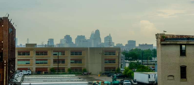 cincinnati skyline on rainy day