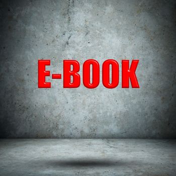 e book on concrete wall