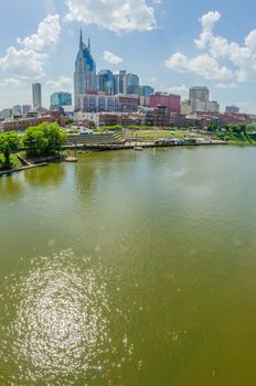 Nashville, Tennessee downtown skyline and streets