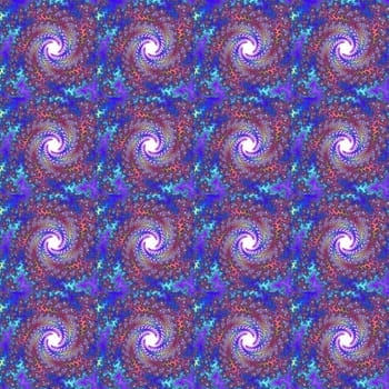 Digital computer graphic - decorative seamless ornament with fractal spirals in a blue colors.