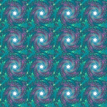 Digital computer graphic - decorative seamless ornament with fractal spirals in a green colors.