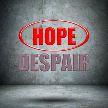 HOPE DESPAIR concrete wall