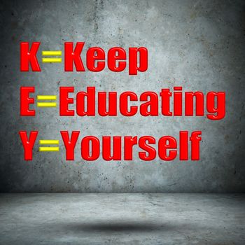 KEEP EDUCATING YOURSELF concrete wall