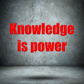 Knowledge is power concrete wall