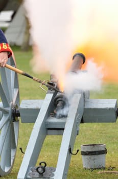 Field canon firing