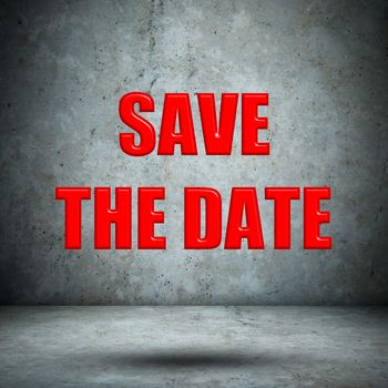 SAVE THE DATE concrete wall
