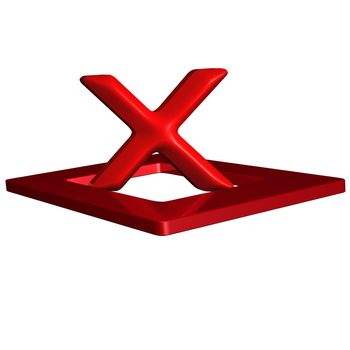 Red 3d symbol of cross mark on white background