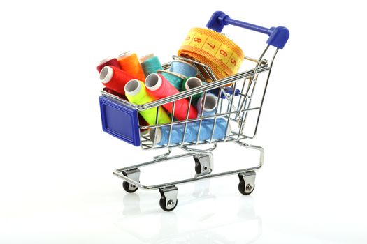 sewing supplies in shopping cart