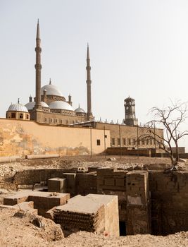 Excavations by the side of the Alabaster Mosque or Mosque of Muhammad Ali Pasha in the Citadel in Cairo Egypt
