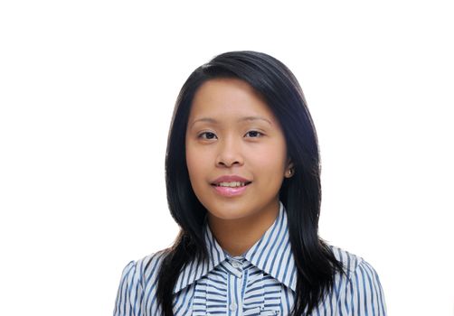Young asian business woman wearing a stripy shirt