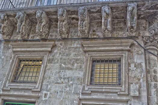 Baroque details  in the old town of Lecce in the southern Italy