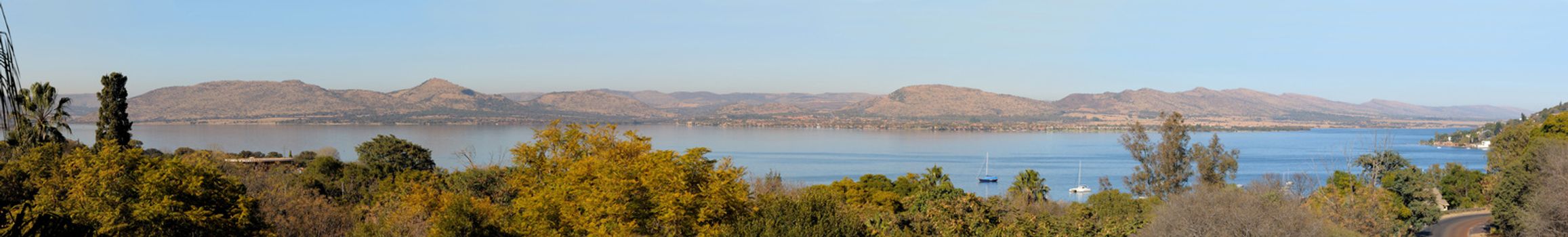 Panorama of the Hartebeespoort dam in South Africa
