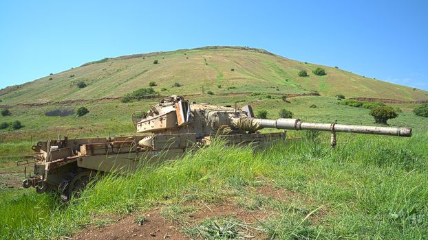 Hero of the Six Day War Centurion Shot Kal Israeli tank on emplacement. HDR photo.