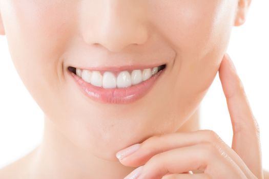 Asian woman smile, closeup image.