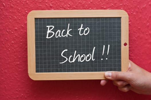 Chalkboard in hand - back to school