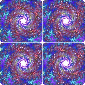 Digital computer graphic - decorative seamless ornament with fractal spirals in a blue colors.