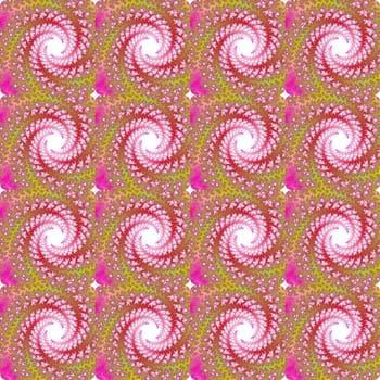 Digital computer graphic - decorative seamless ornament with fractal spirals in a pink colors.