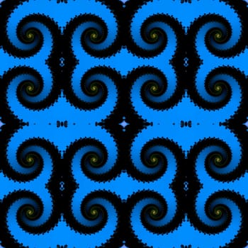 Digital computer graphic - decorative seamless ornament with fractal spirals