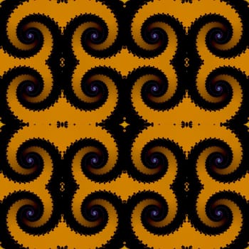 Digital computer graphic - decorative seamless ornament with fractal spirals