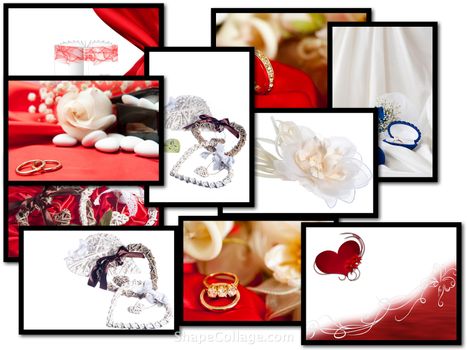 a collage wedding ring and wedding ffavors