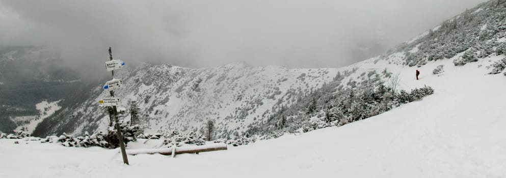 Lonely man in the mountains (winter)