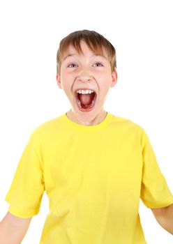 Happy Kid screaming Isolated on the White Background