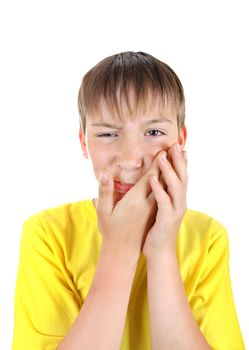 Kid feels Toothache Isolated on the White Background