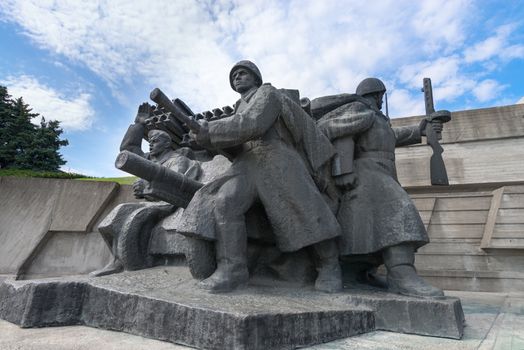 Soviet era World War II memorial in Kiev Ukraine at The Ukrainian State Museum of the Great Patriotic War. 