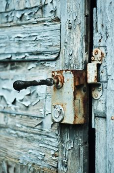 blue ancient  door closeup