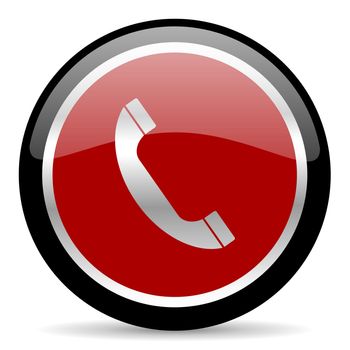 red glossy web button on white background