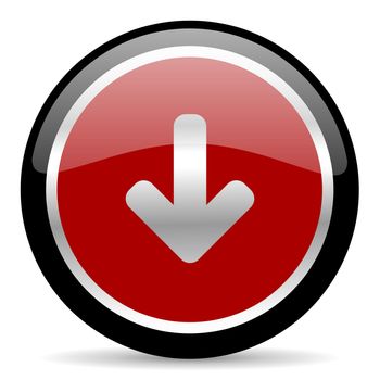 red glossy web button on white background