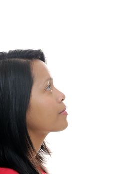 Asian girl profile of face looking up