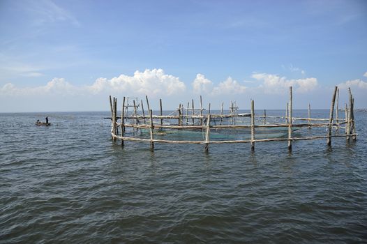 fish trap in the sea, Thailand.