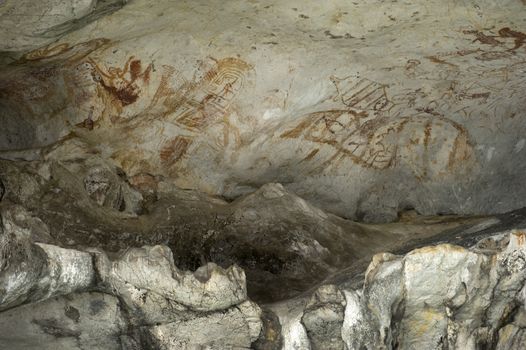 Cave Painting in punyee island, Phang Nga, Thailand