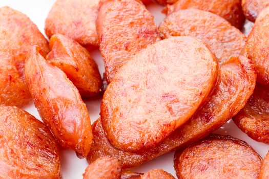 closed up chinese sausage sliced